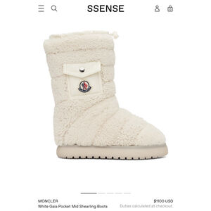 Women's Moncler White Gaia Pocket Mid Shearling Winter Boots 40 (9-10)